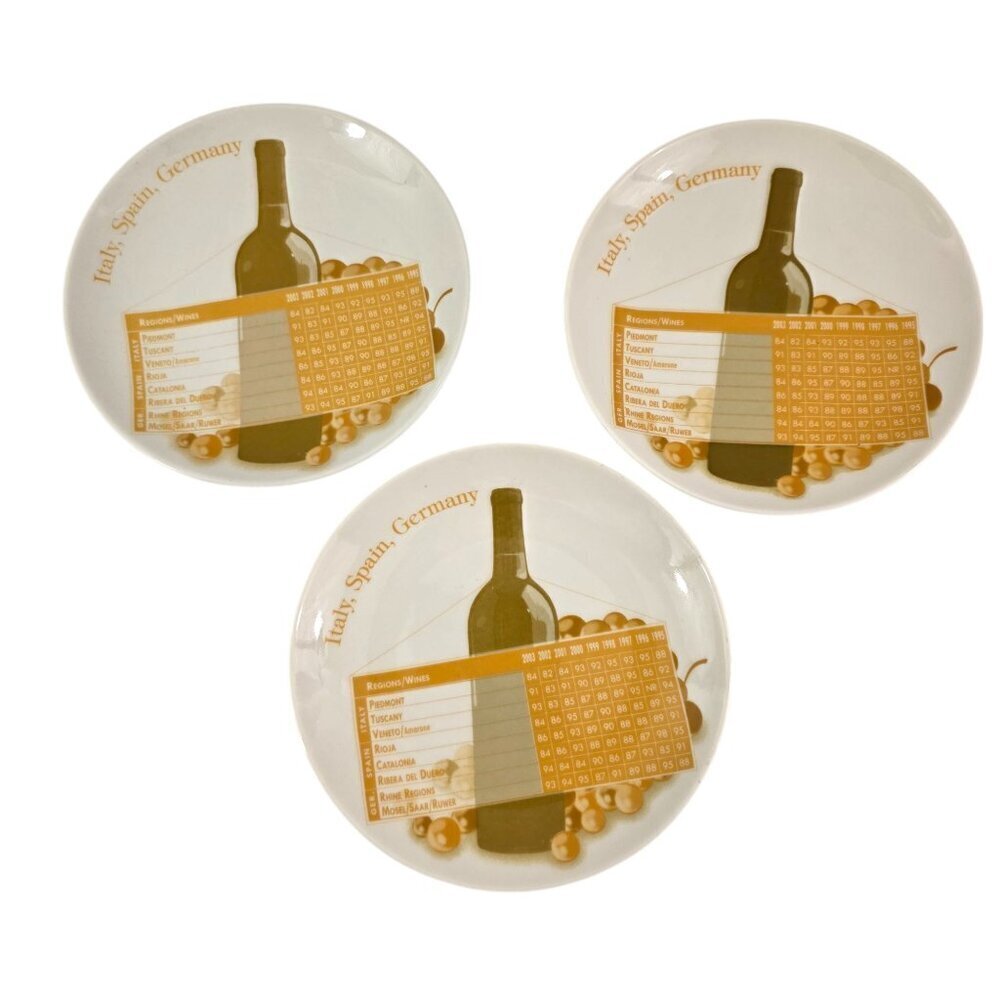 Wine Enthusiast ITALY SPAIN GERMANY Region Wine Dessert Cheese Plates – Set of 3